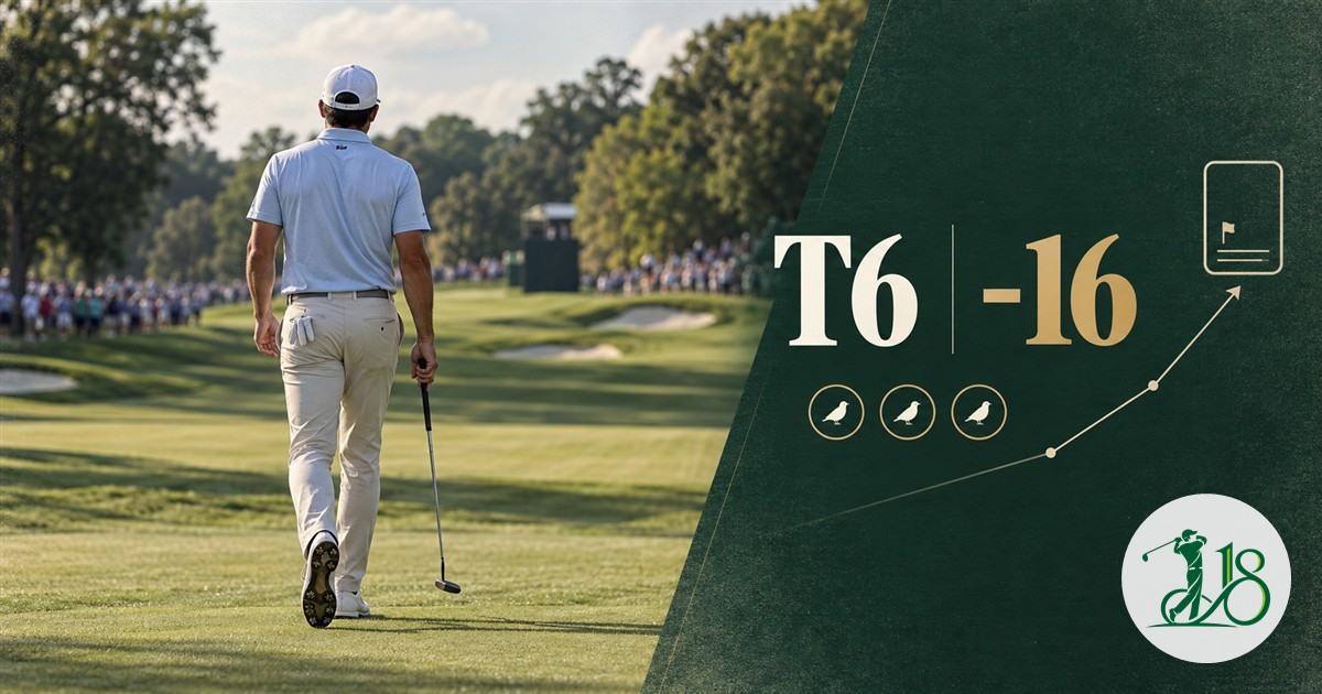 Editorial collage of a golfer making a three-birdie charge toward a PGA Tour card
