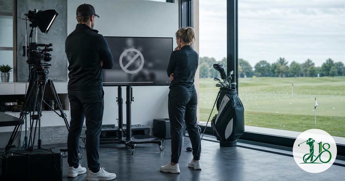 Golf content producers review a withdrawn campaign in a studio