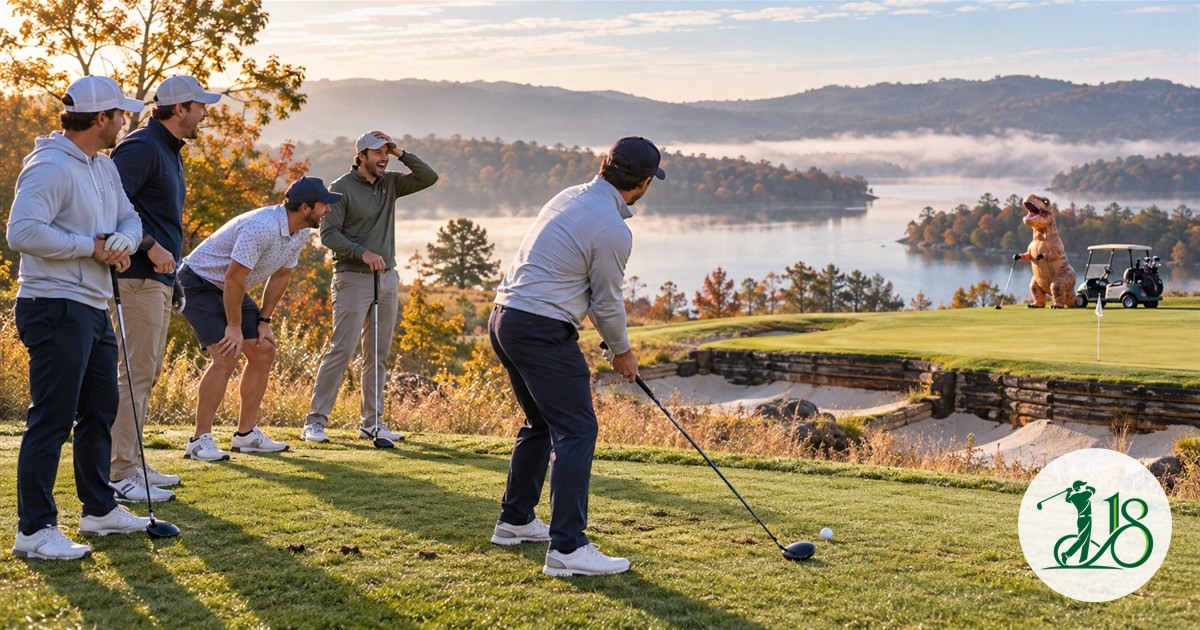 Five anonymous golfers walk through a Virginia-style championship course