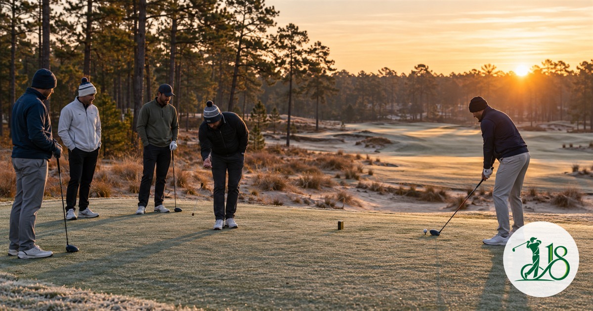 Golfers gather for a cold early-morning knockout on a pine-lined Carolina course