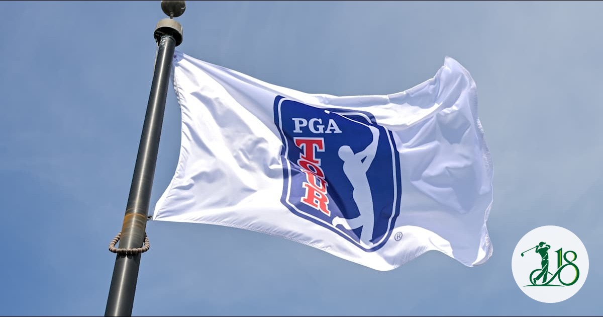 PGA Tour flag against a clear blue sky