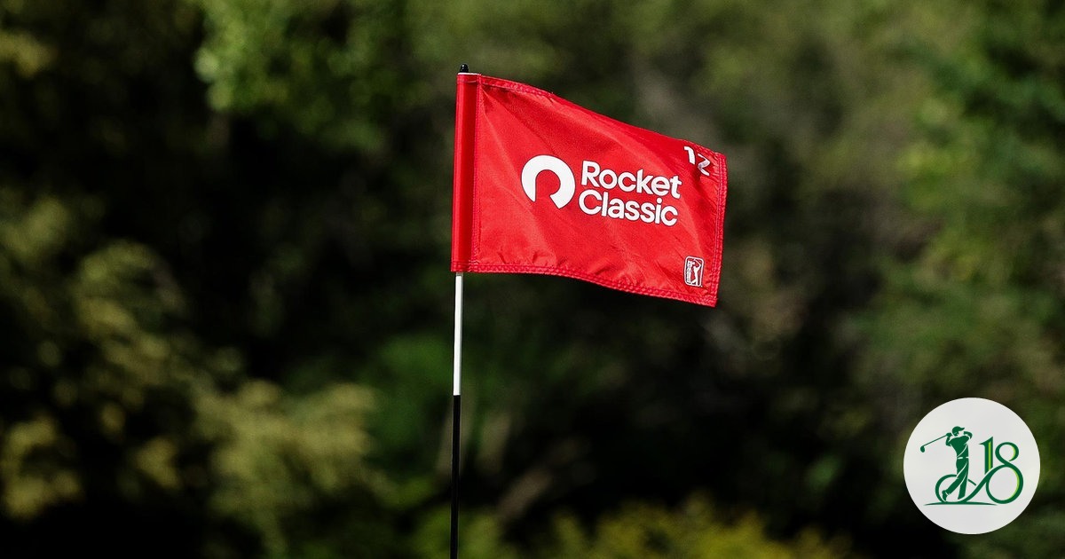 A Rocket Classic flag at Detroit Golf Club