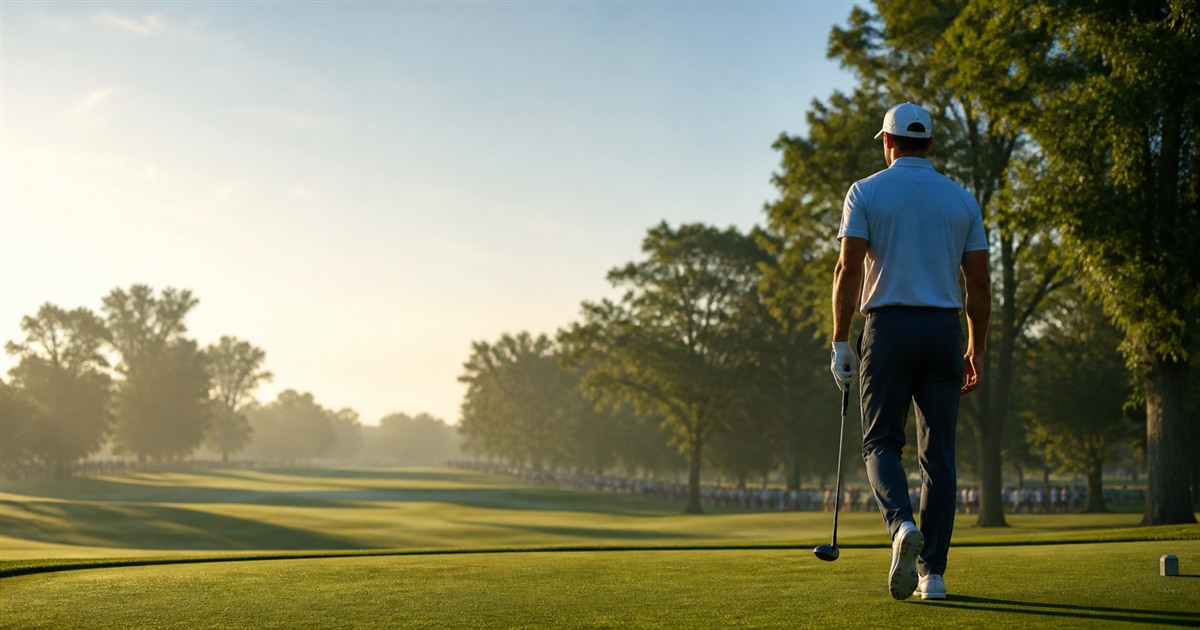 An anonymous professional golfer walks toward a Sunday final round in Memphis
